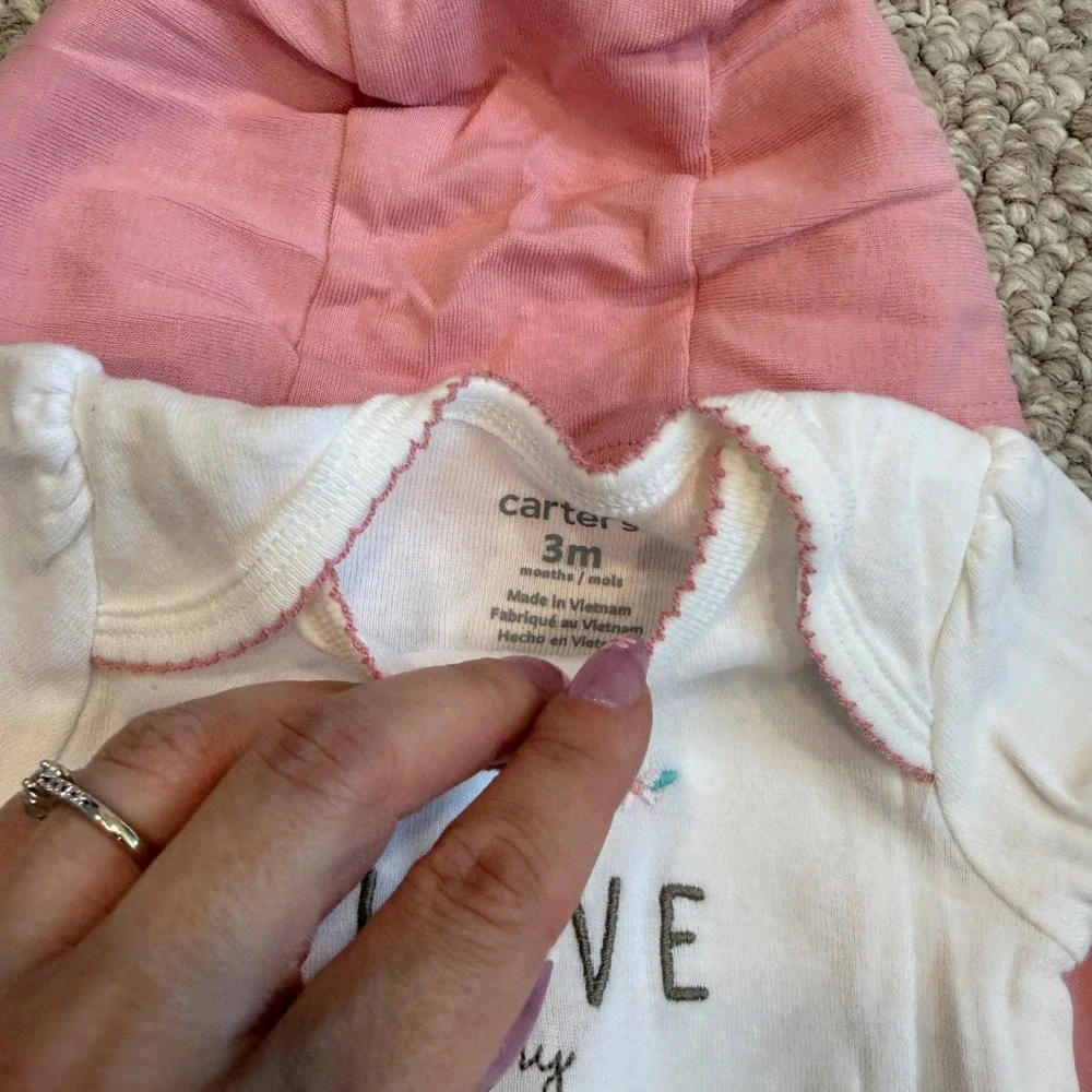 Carters Baby Girls 3 Piece Bunny Set Pink White‎ I Love My Daddy Size 3 Months